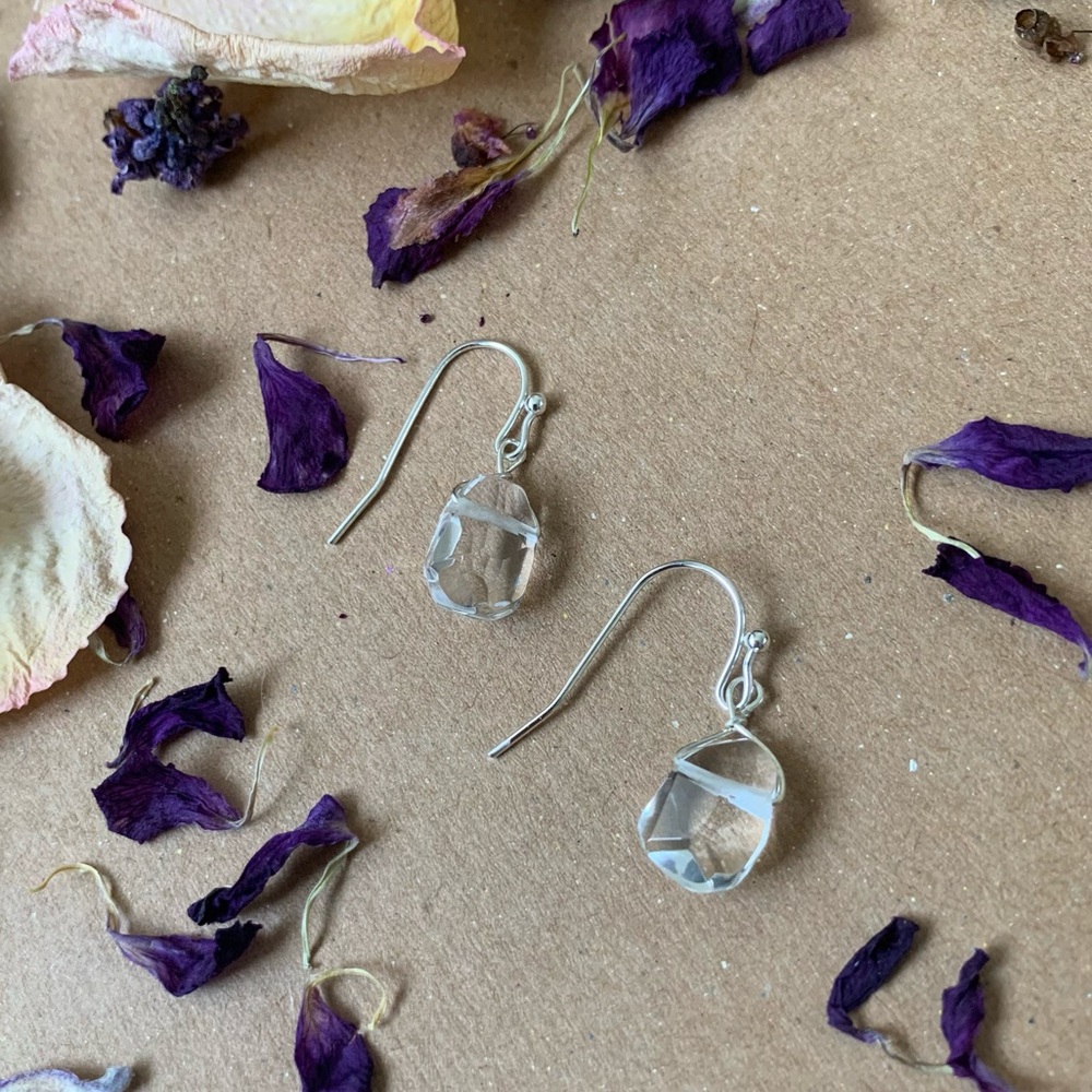 Clear Crystal Smooth Gemstone Earrings